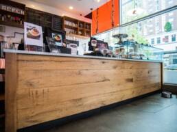 salvaged wood supplied for Jersey City coffee shop